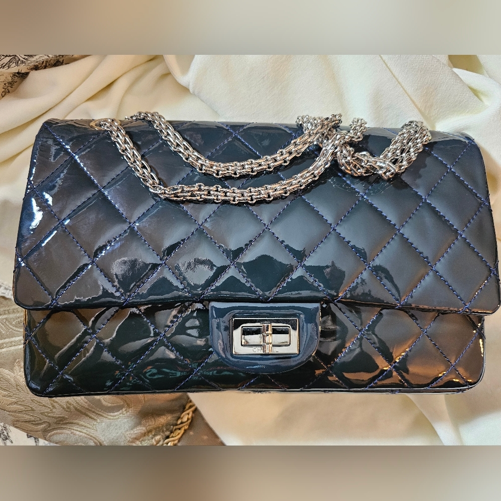 CHANEL Medium 2.55 Double Flap REISSUE  Shoulder Bag with Silver Hardware